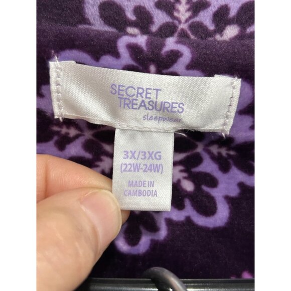 Secret Treasures NWT Plum Purple Floral Pajama Set Button Up Top SZ 3XL - Picture 5 of 15